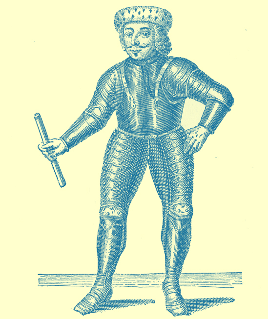 A black and white engraving of the effigy in wax of General Monk.