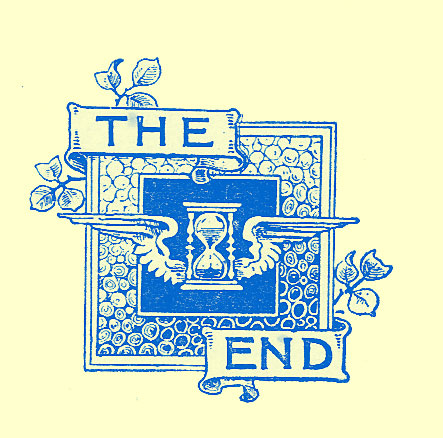 Square Logo, ornately engraved with a center hour-glass with wings on either side of it, and the words The End in banners divided between the top and the bottom. 