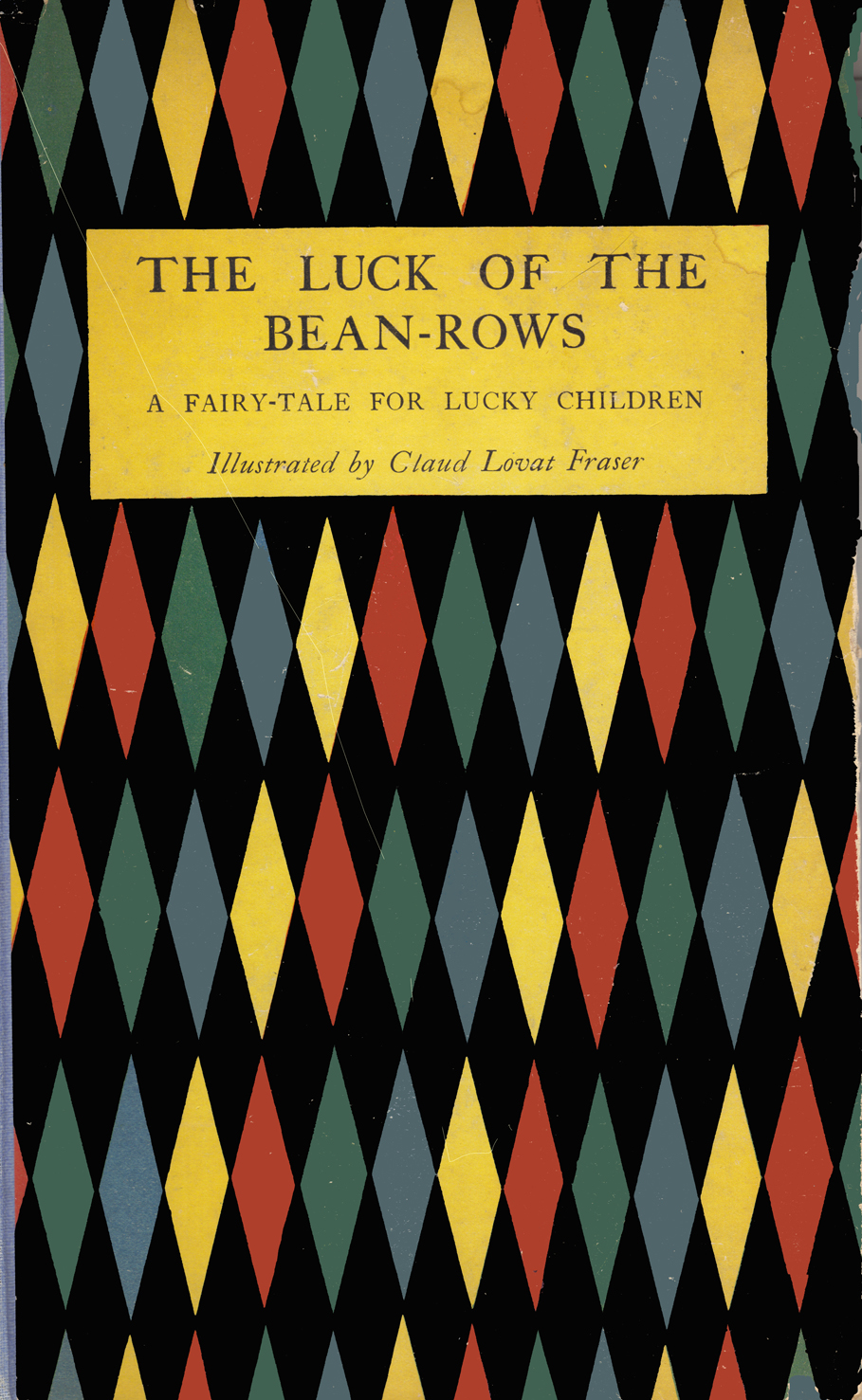 The cover, with a pattern of colored diamonds on a black background. The title is centered about a fourth of the way from the top