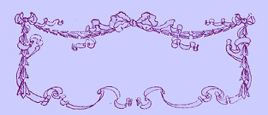 Black and white engraving of a pattern frame of stylized ribbons and bows, as the head-piece for this chapter.