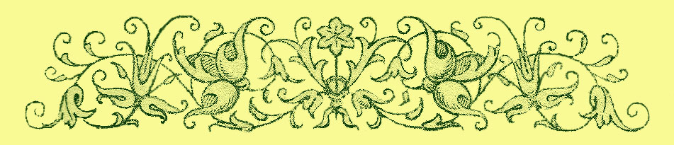 stylized border print of flowers and interlacing vines