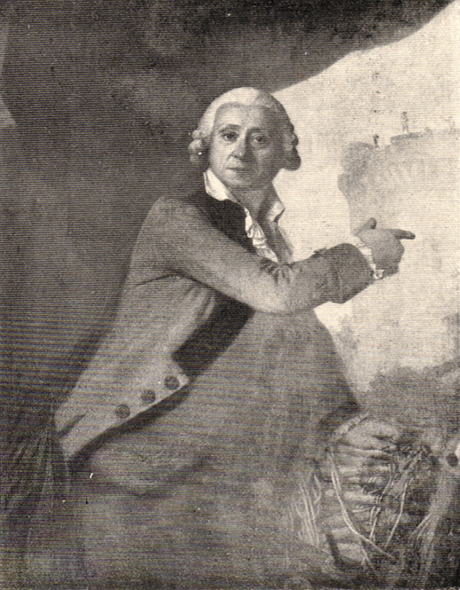 A black and white painting of the portrait of Latude (Danry) by Vestier.