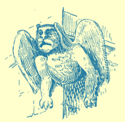 An Engraving of a gargoyle, a winged lion from Stony Sratford.