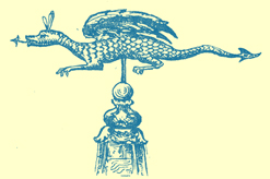 An Engraving of weathervane in the form of a dragon, from St. Mary-le-Bow Church, London, England.