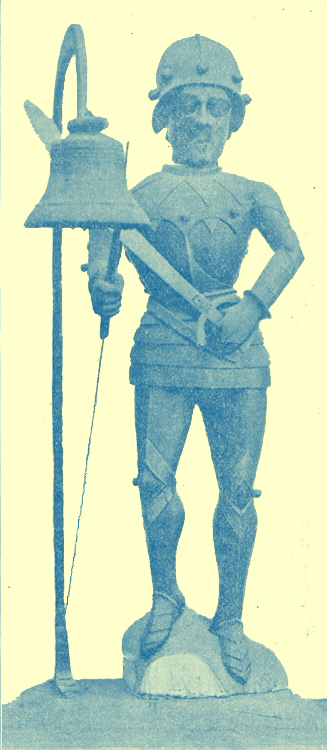 A Photograph of a Jack of the Clock-house, wearing armour, at Southwold, Suffolk, England.