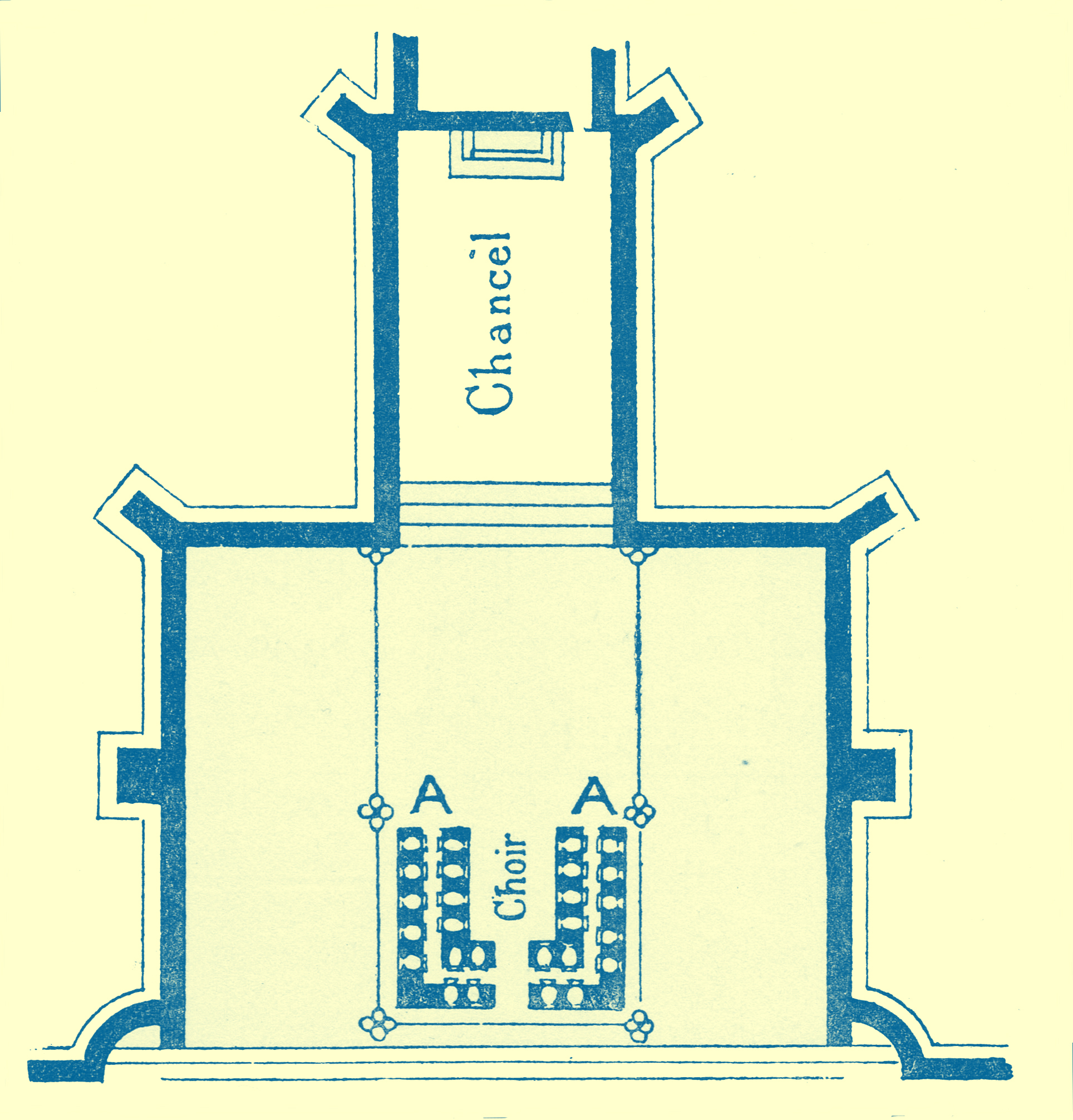 An Engraving of a diagram of floor plan of St. Peter, of Mancroft, showing the position of the acoustic jars.