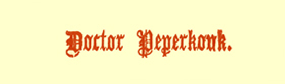 Title in Gothic font, saying 'Doctor Peperkouk.' 