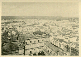 Black and white photograph of a view of Seville, circa 1911 from the top of the Giralda.