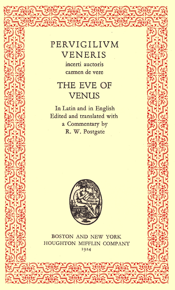 Title page with red scrolled border.