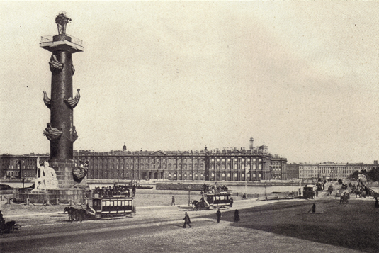 Black and white photograph of The Winter Palace, Russia; taken in the late 19th century